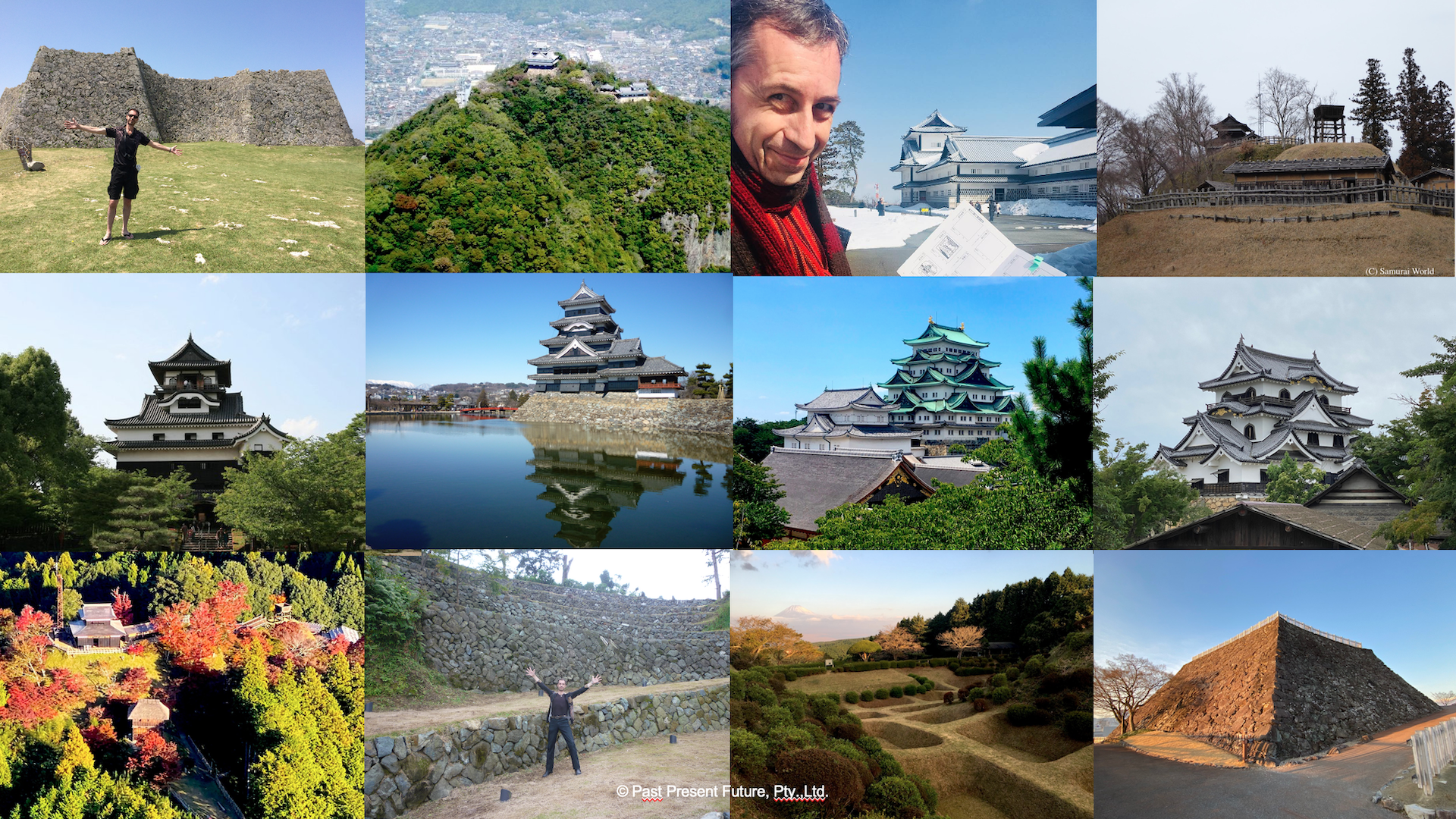 A collage of images of Japanese castles.