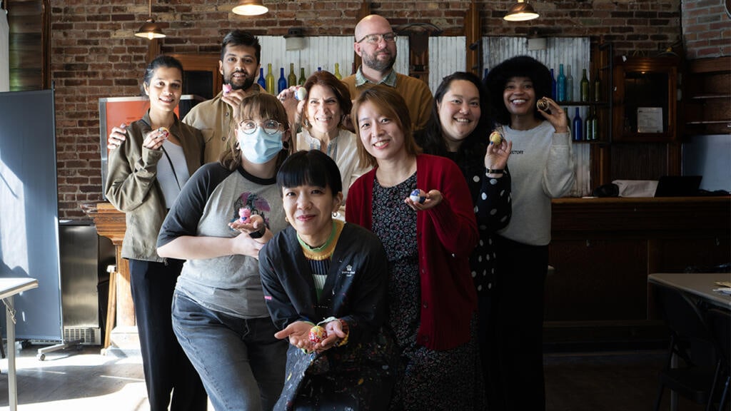 Group photo after a Kimekomi workshop at RESOBOX, East Village NYC