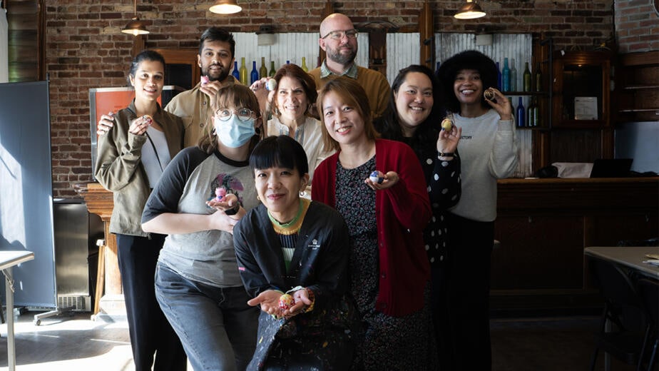 Group photo after a Kimekomi workshop at RESOBOX, East Village NYC