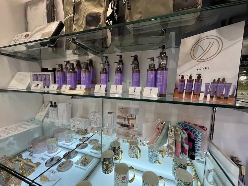 yayoi skincare products displayed at Hotel New Otani Osaka shop