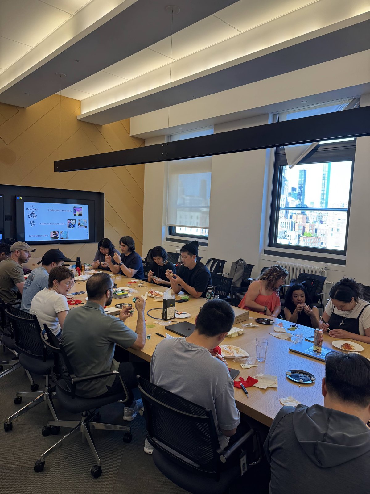 Kimekomi doll-making workshop in progress at Google's New York office